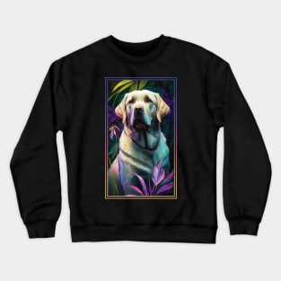 Labrador Retriever Dog Vibrant Tropical Flower Tall Digital Oil Painting Portrait 3 Crewneck Sweatshirt